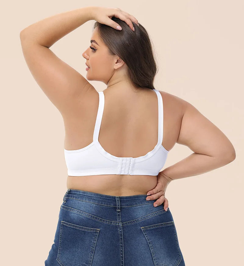Plus Size Full Cup Bra Cotton Comfort Breathable Underwire Bra with Lace Full Coverage Support for Women B/C/D/E/F Cup