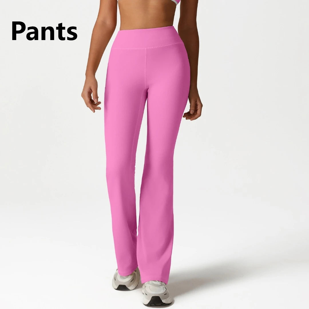 Backless Yoga Bra Quick Drying Shock-proof Fitness Sports Bra High Waist Butt Lifting Flared Pants Casual Workout Gym Yoga Bra