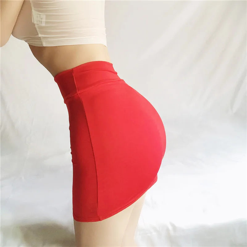 Sexy Girl's Night Lingerie Solid Color Micro Mini Skirt for Women Casual Hip-Hugging Short Skirts