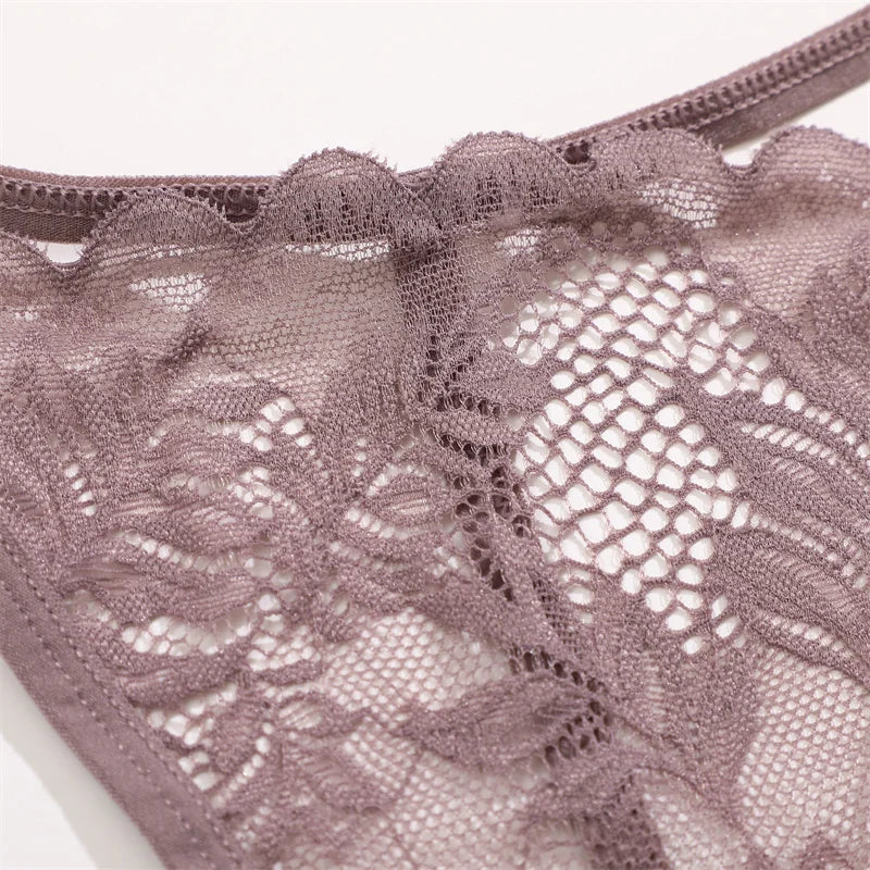 Sexy  Panties 3 PCS/Set Lace G-String Thongs Low Rise Underwear New Perspective Thongs Transparent Floral Breathable Lingerie