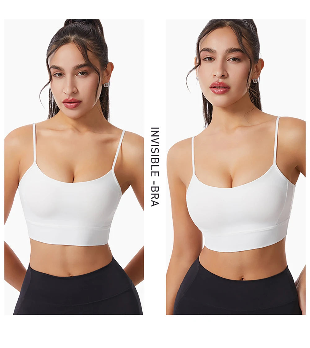 Low Back Sports Bra For Women Low Impact Padded Workouts No Underwire Bralette Beauty Back Yoga Spaghetti Straps Vest Tops