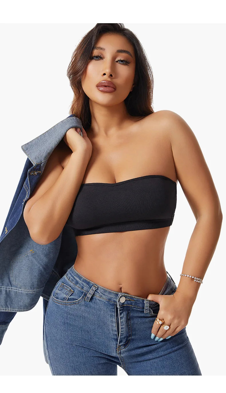 Strapless Push Up Bra For Women Wireless Removable Pad Invisible Daily Brassiere Underwear Seamless Backless Bandeau Bralette