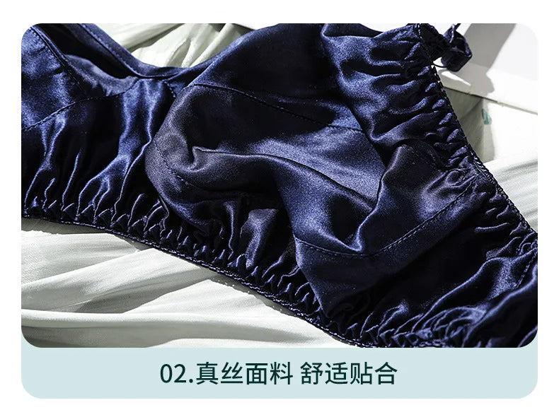 Underwire Bra for Big Breast Female 100% Mulberry Silk Double-sided Silk Without Sponge and Steel Ring Ultra-thin Bra