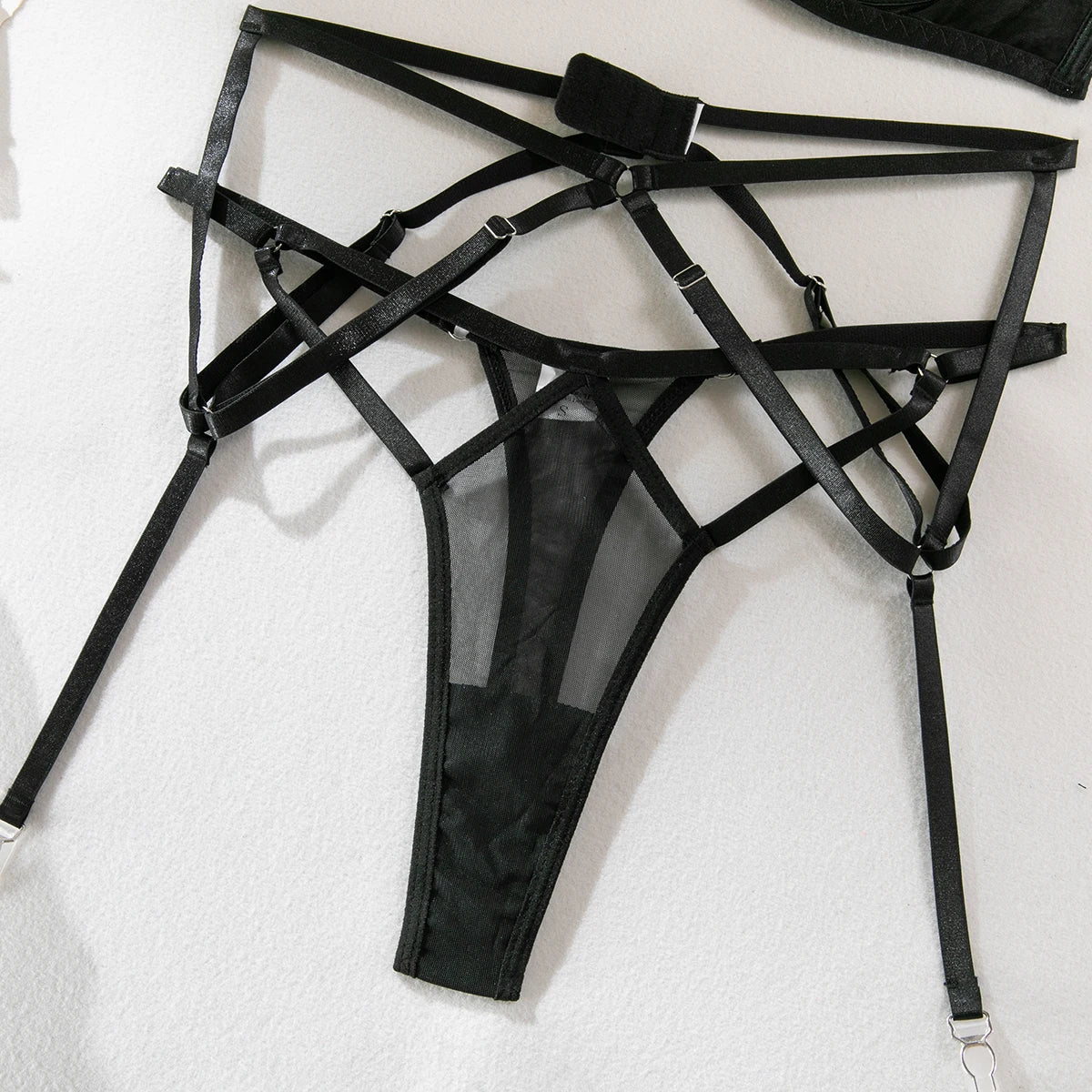 Yimunancy Bandage Lingerie Set Women Black Sensual Halter Bra + Brief Underwear Sexy Erotic Set