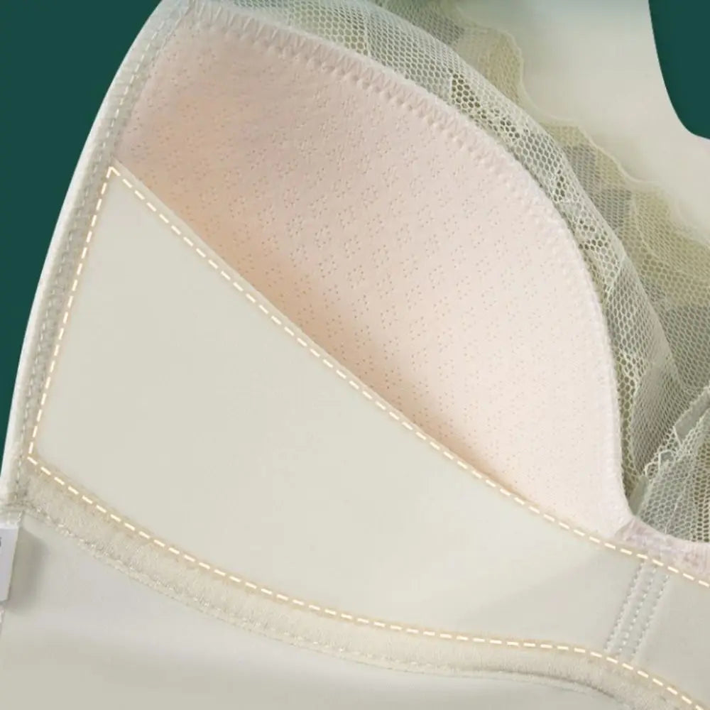 Breathable Leaf Lace Deep V Bras Zircon Bowknot Push Up Bras Big Cup Gathered Breasts Brassiere for Women Girls