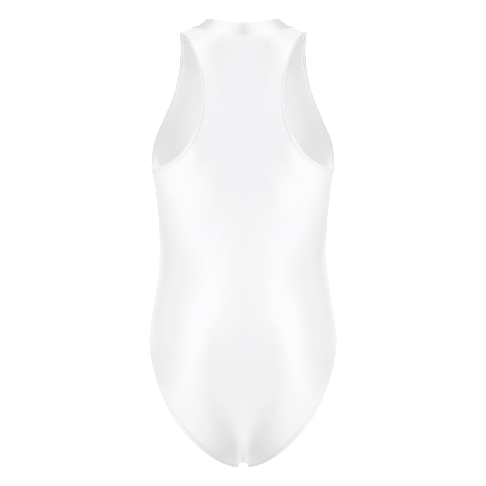 One-Piece Men's Swimsuit Glossy Sleeveless Bodysuit Swimwear Solid Color Front Leotard Hommes Bathing Suits Party Clubwear