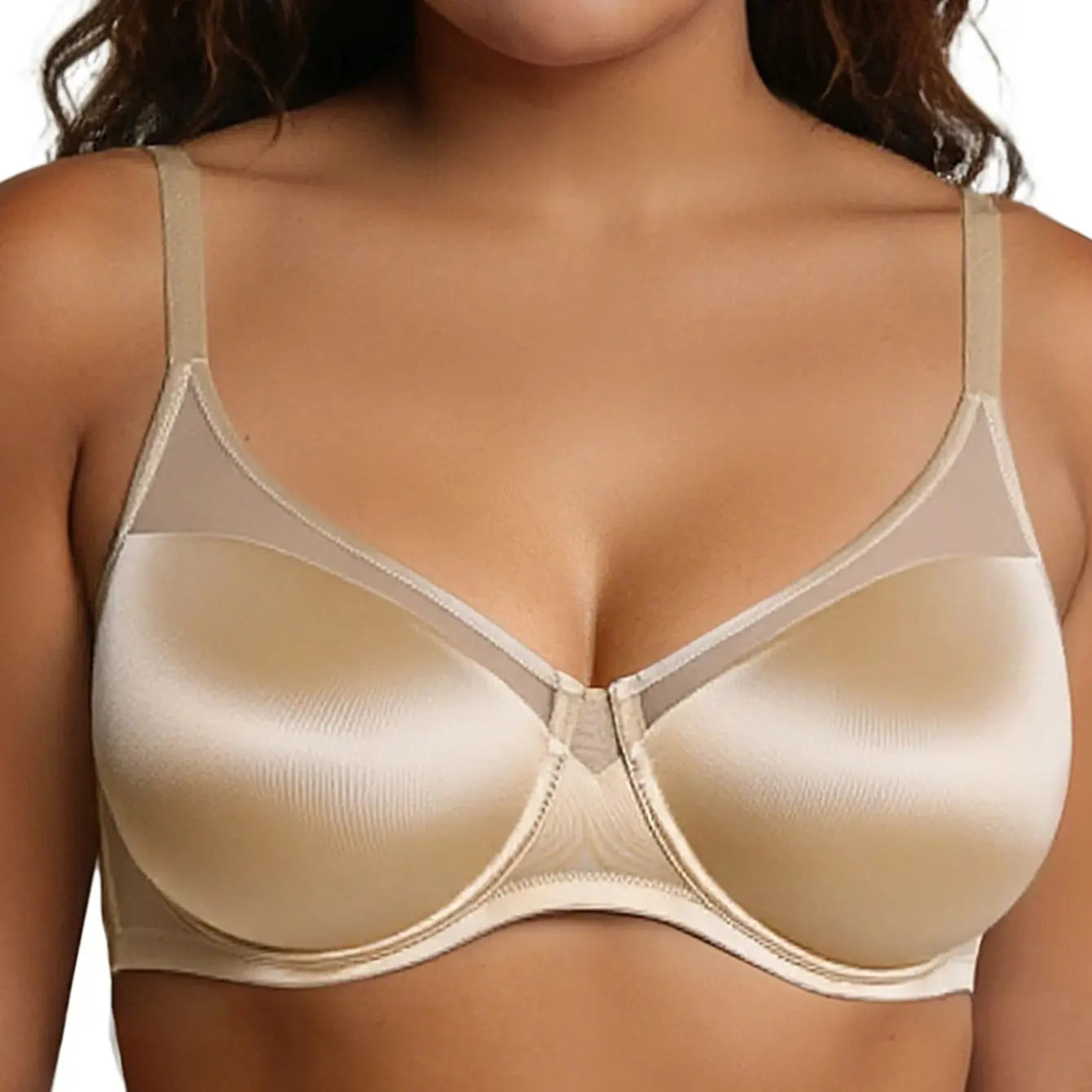 Wingslove Seamless Underwire Full Coverage Bra Unlined Lace Detail Comfort Bra For Women Soft Breathable Push Up Everyday Bra