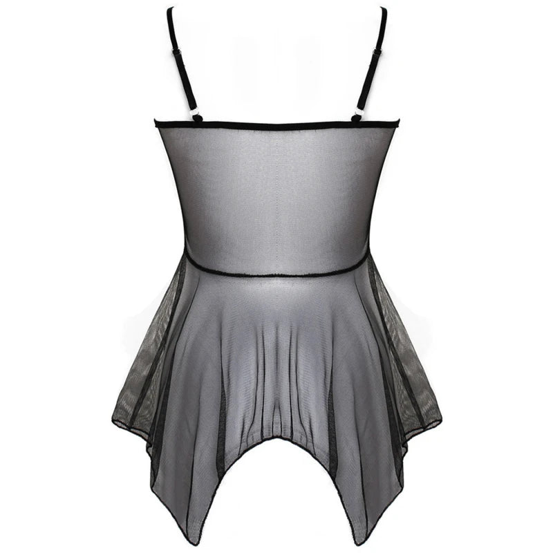 Sexy Lingerie Night Dress For Female Transparent Babydoll Nightwear With G-string Underwear Lace Sleepwear Women's Lingerie Set