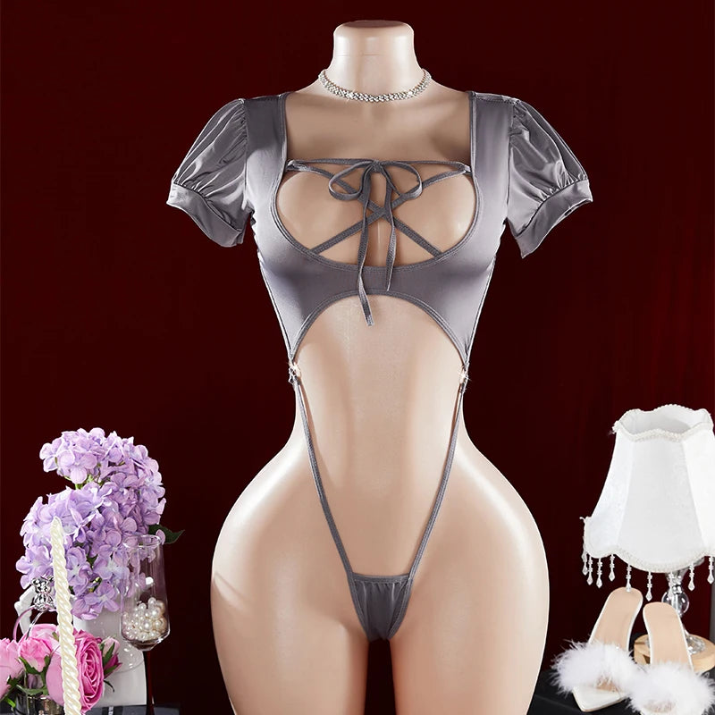 Sexy Womans Lingerie Set Porno Sex Outfit One-piece Sexy Lingerie For Women Solid Color Exposed Navel Bodysuit Erotic Costumes