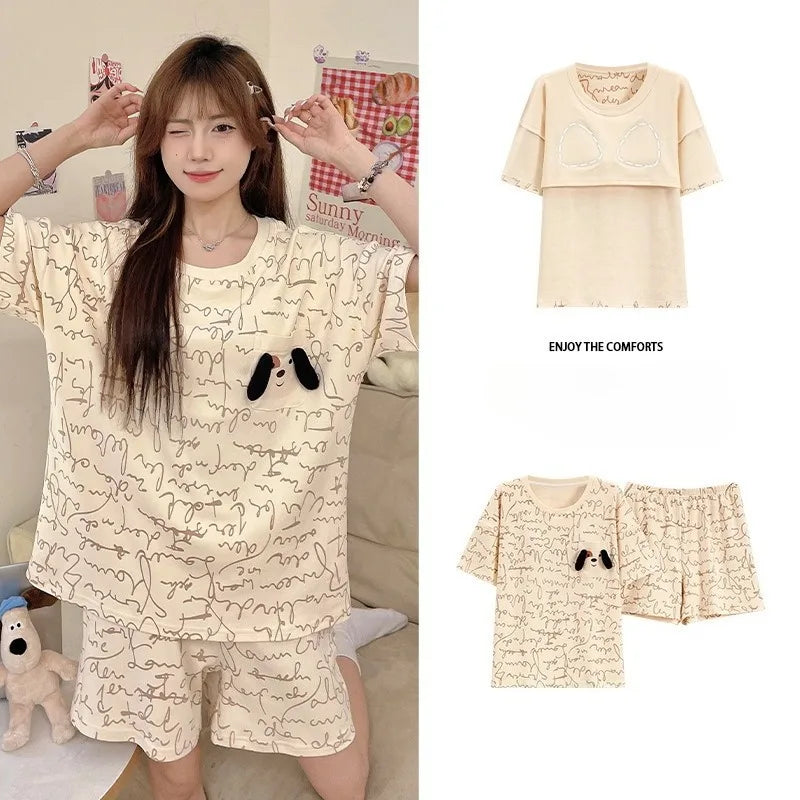 Ensembles Pyjama Set Bajama Summer Women Lady Pajamas for Woman Nightwear Women's Summer Suit With Shorts Loungewear Sets Woman