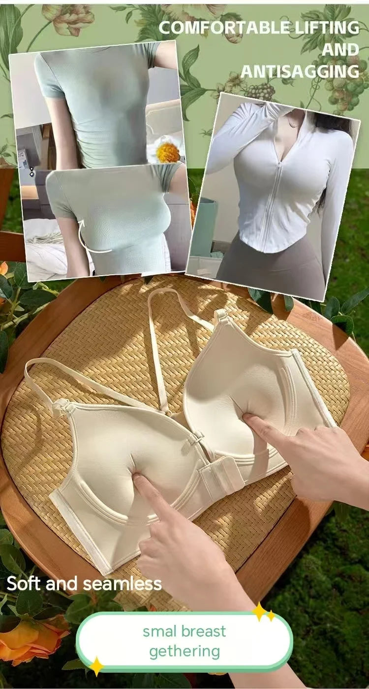12cm Thickened Front Closure Push Up Bra - Ultra Thick Padded Lift for Small Chest, Deep Plunge Sexy Lingerie
