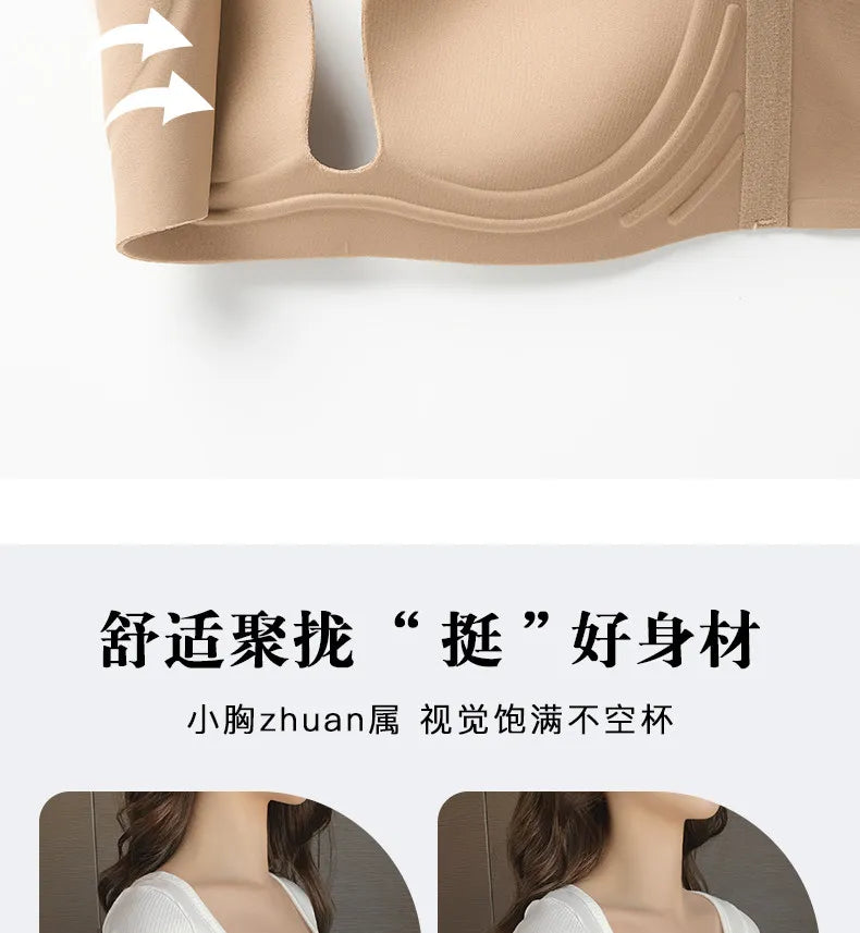 YUQI Push Up Bra Seamless Lingerie for Women Add Two Cups Half Cup Lift Sexy Lingerie Unlined Demi Bra Small Bust Support  Style