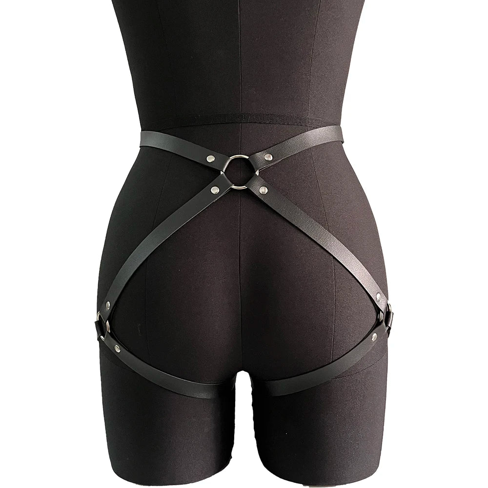 Sexy Thigh Garter Belt Women Leg Harness Bondage Leather Lingerie Garter Stockings Body Harness Belt Gothic Fetish Clothing