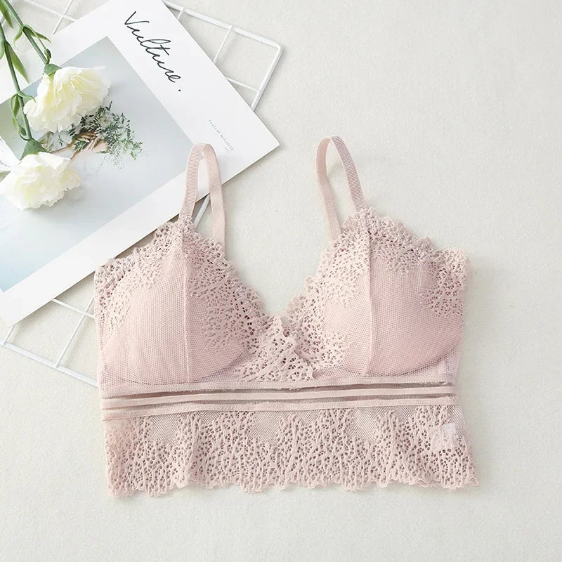 Tube Top Bras Lace Bralette Women Crop Tops Sexy Lingerie V Neck Seamless Underwear Cropped Bra Female Tank Crop Top