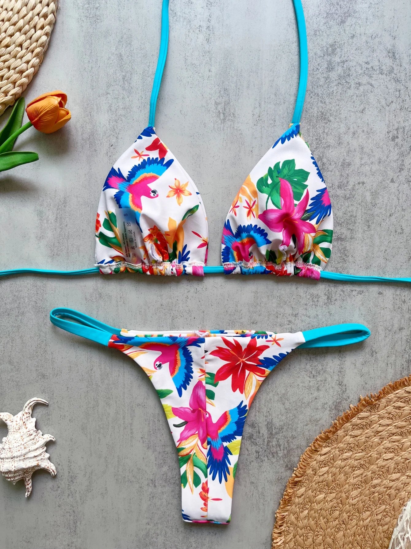 Print Sexy Bikini Sets Halter Lace-up Tops Thongs Beach Style Bathing Suit Y2k Swimsuits Women Beachwear Купальник Женский 2026