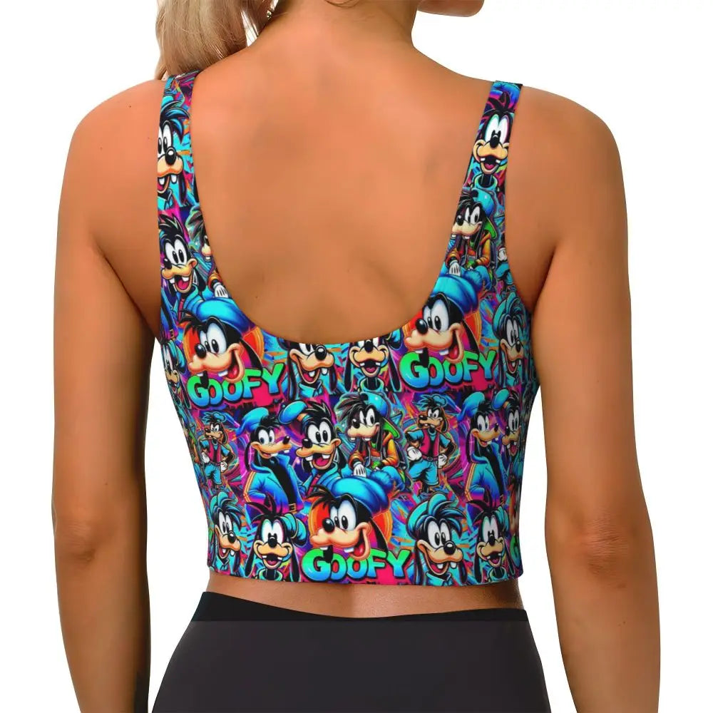 Custom Goofy Cartoons High Impact Sports Bras for Women Mangas Seamless Workout Running Crop Tank Tops