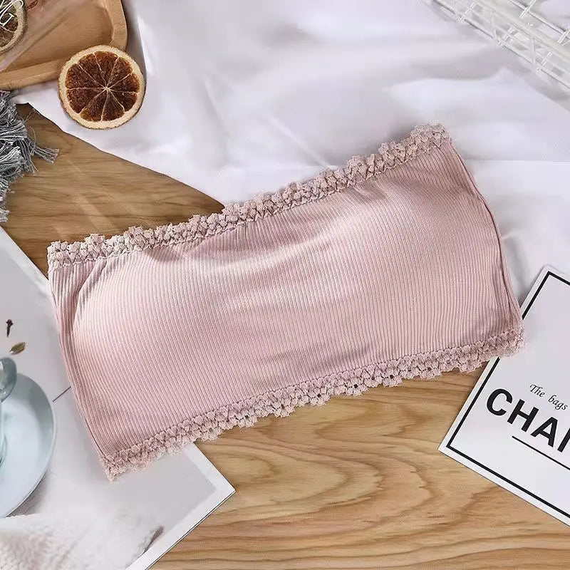 Summer Strapless Women Bras Back Lace Sexy Chest Tops Seamless Breathable Underwea Brassiere Solid Invisible Chest Wraps Bra