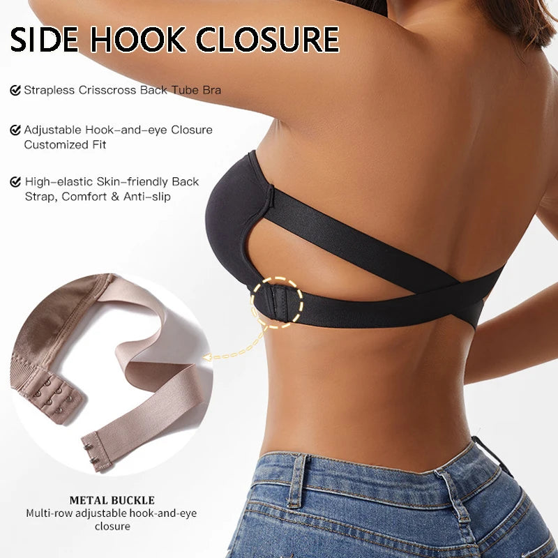Strapless Push Up Bra For Women Wireless Removable Pad Invisible Daily Brassiere Underwear Seamless Backless Bandeau Bralette