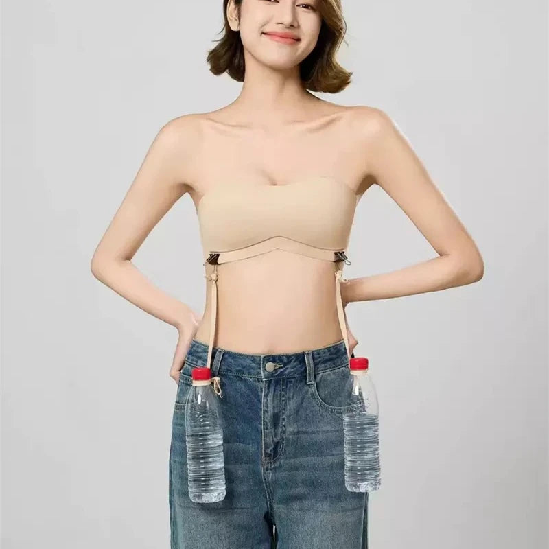 Strapless Underwear Anti-slip Anti-light Without Trace Gathering Without Steel Ring Halter Neck Beautiful Back Invisible Bra