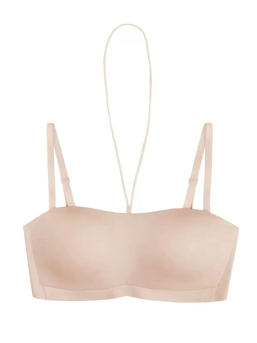 Women Invisible Bra Deep U Plunge Bras Backless Top for Dresses Sexy Lingerie with Transparent Strap Push Up Strapless Underwea