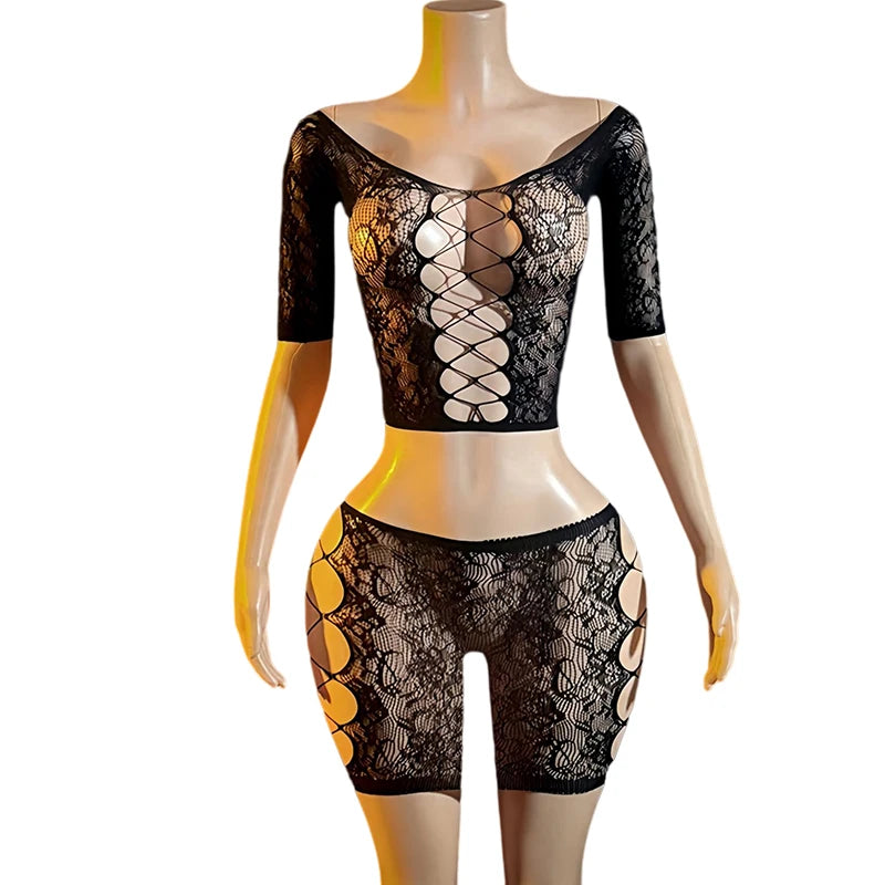 women's sexy lingerie sheer babydoll transparent lingerie  backless sexy nightgown vintage push up hollow lace
