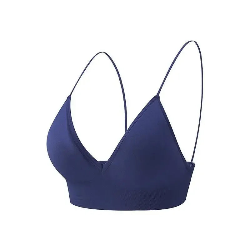 V Neck Seamless Triangle Cup Bra Camisole Underwear Wrapped Chest Women S M L Breathable Gather Up Sports Fitness Yoga Casual