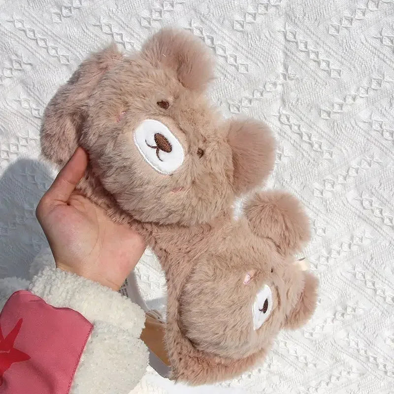A Cute Japanese-style Plush Winter Bra with A Rabbit and A Bear, and No Underwire