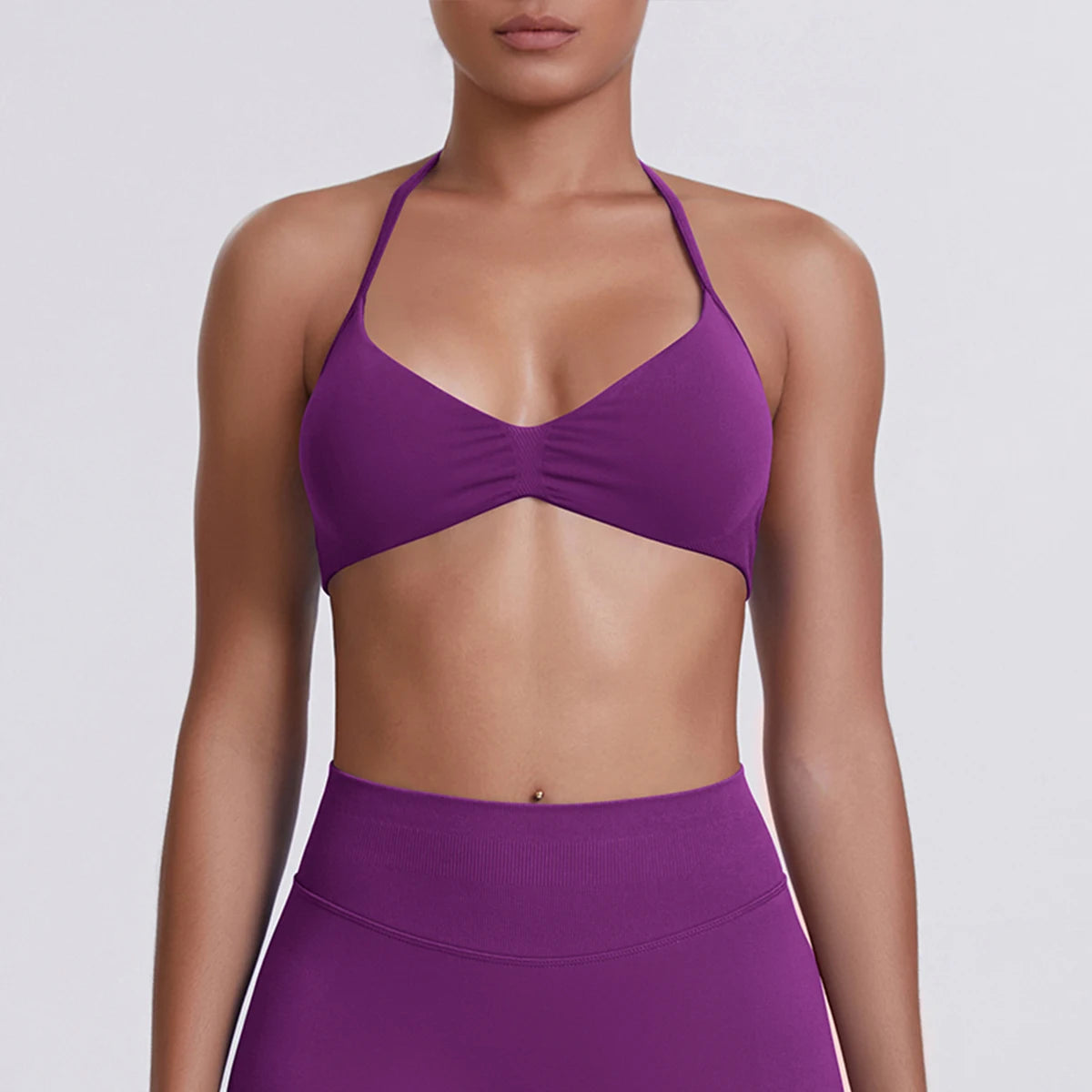 Sport Bra Strappy Bra Top Women High Support Thin Strap Halter Sport Seamless Bras Scrunch Workout Yoga Tank