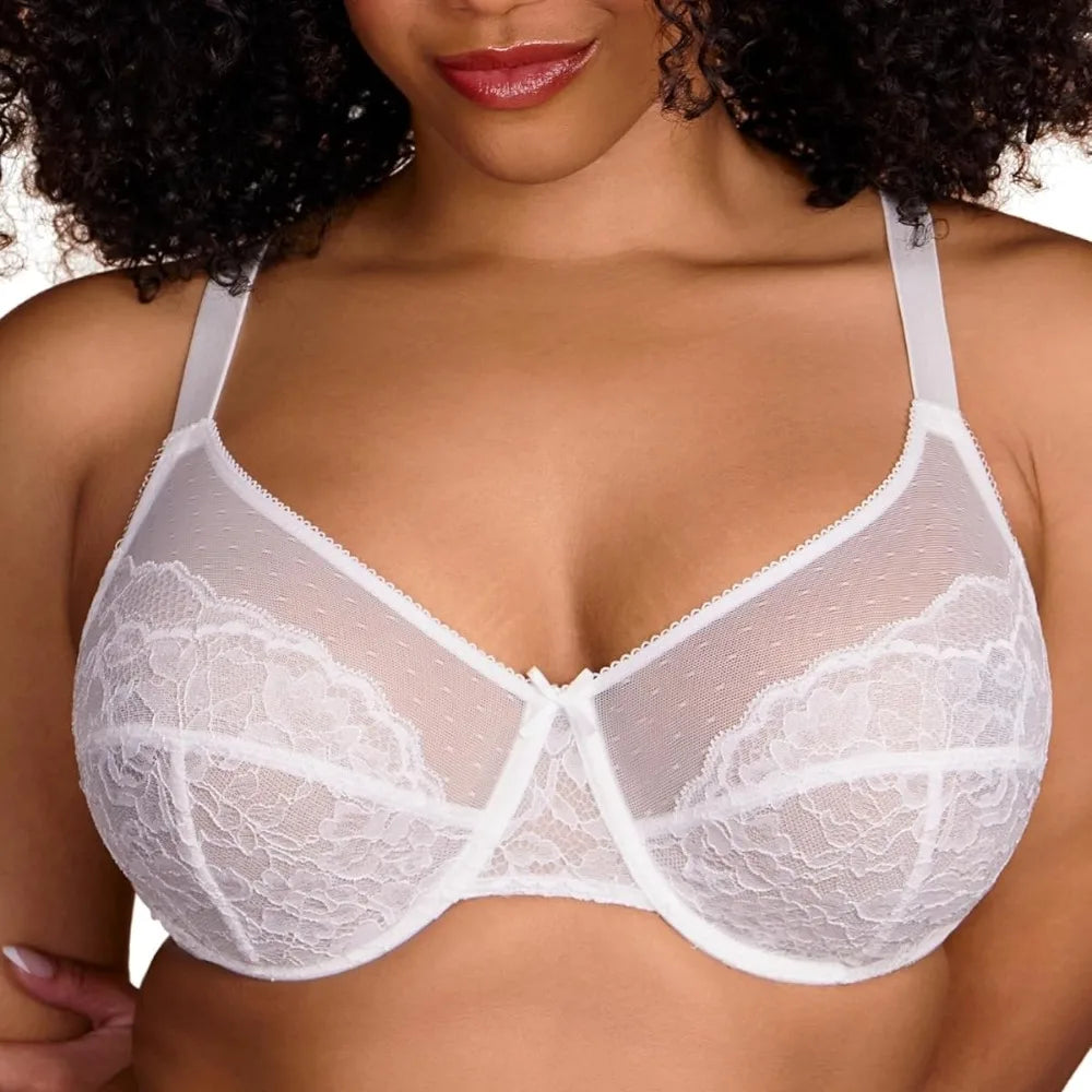 Comfortable Fashionable Women's Bras Full Coverage Underwear Plus Size Floral Lace Suitable for Full Breasts