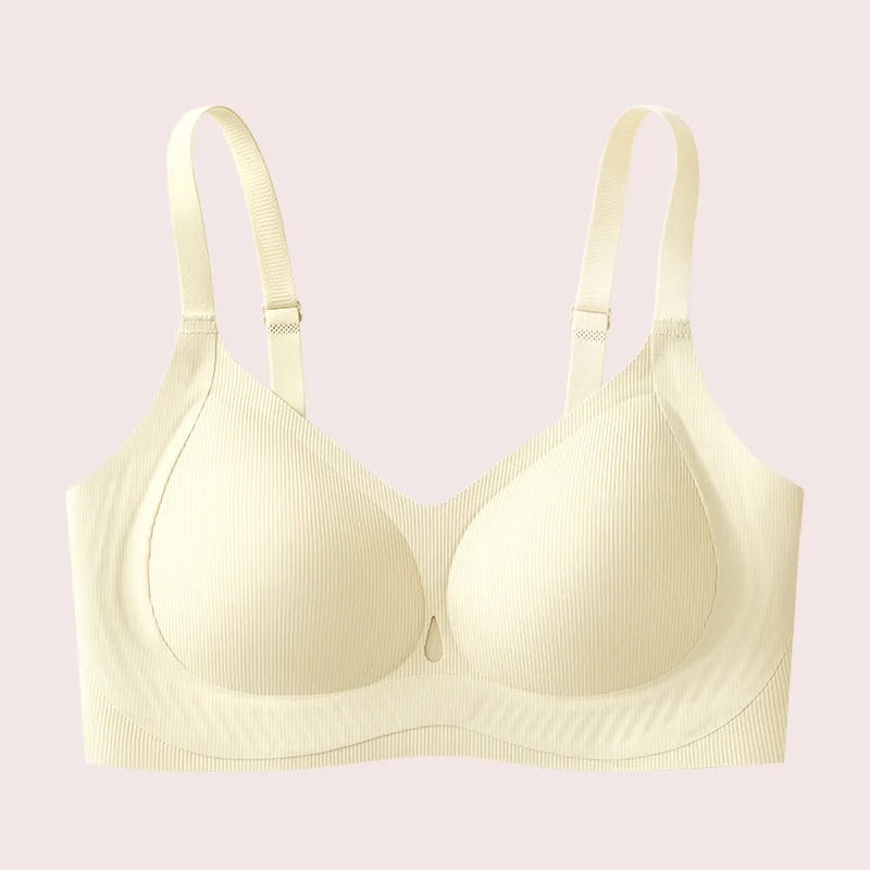 Ribbed Fashion Seamless Bra Without Underwire Skin-Friendly Comfortable Breathable Lift Small Chest Gather Soft Support Bra