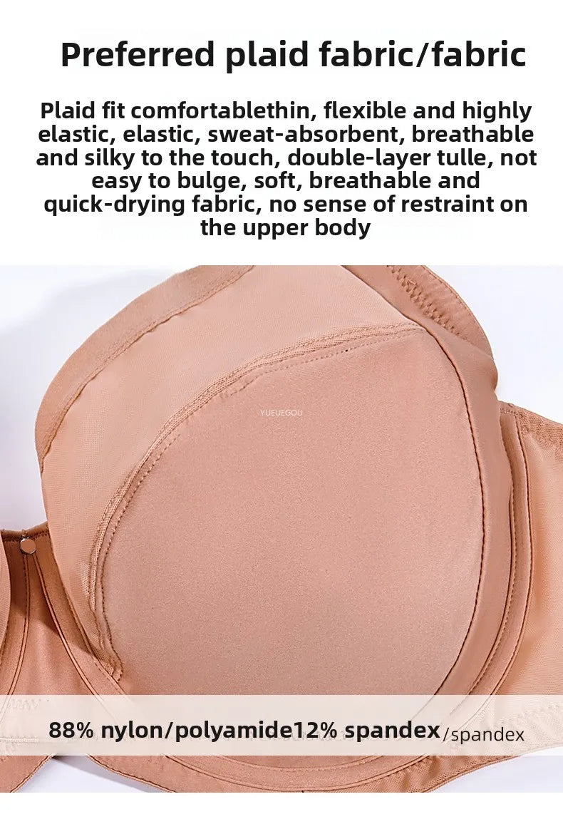 Plus Size Minimizer Bra Full Coverage Lift Support for Large Bust Wirefree Comfort Breathable Mesh Anti-Sagging E F G H I Cup