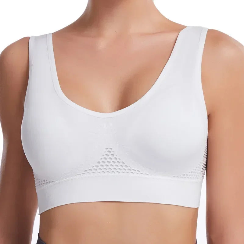 Sports Bra Women Hollow Mesh Gym Jogging Crop Top Female More Size Tops Yoga Fitness Vest Sujetador Push Up Sport Bras for Women