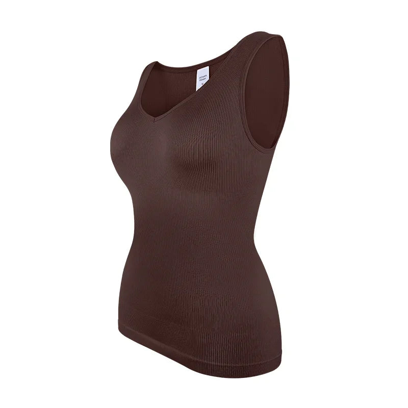 Shapewear Women Shirts S-3XL Sleeveless Body Shaper V Neck Compression Tank Tops Tummy Control Underwear Wide Strap Fajas
