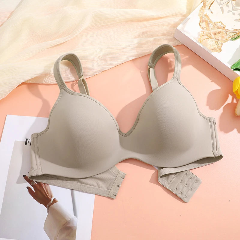 FINETOO 1Pc Women's Plus Size Underwire Full Coverage Unlined Seamless Bra Wide Straps Wireless Bras for Women Push Up Brassiere