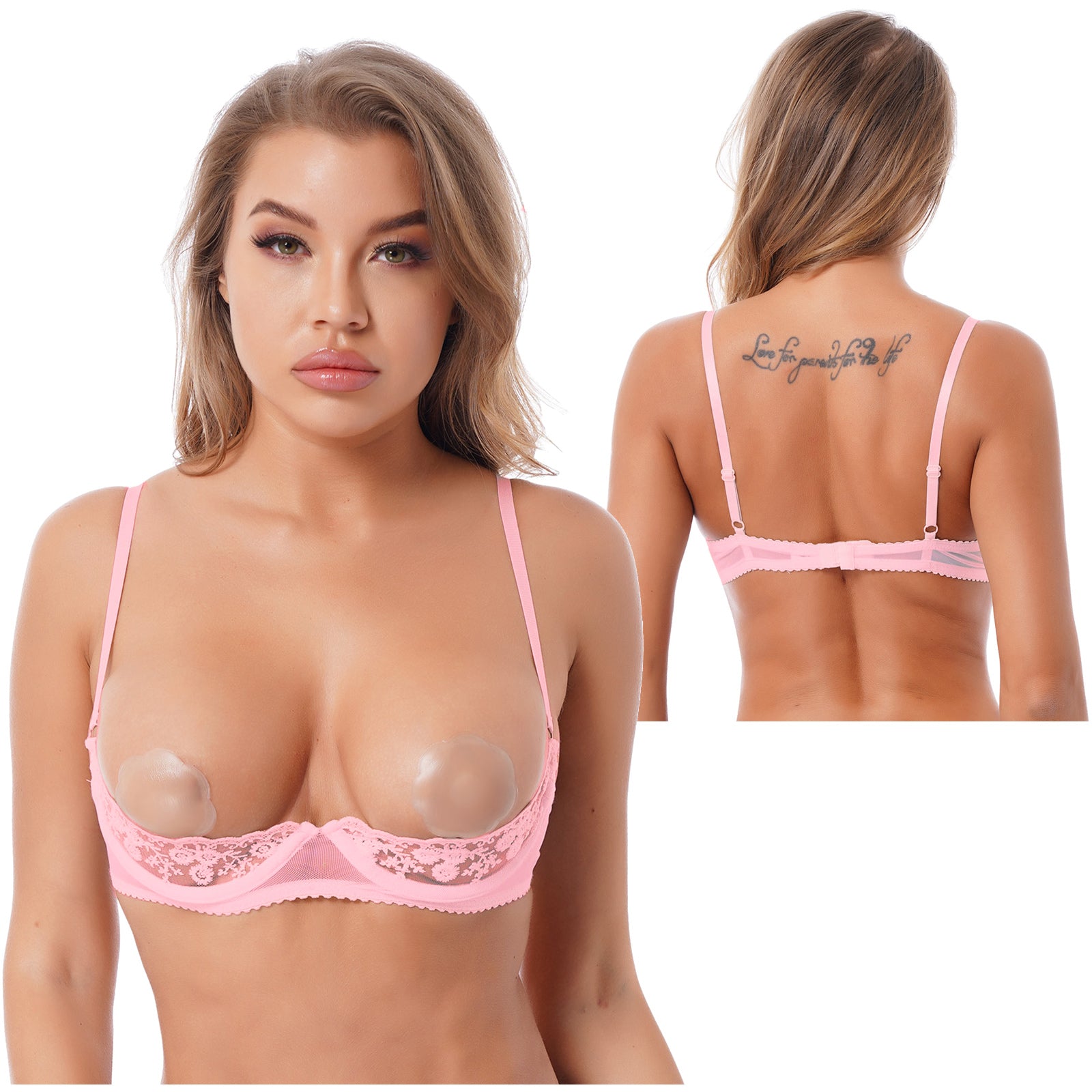 Women Lace Bra Underwear Adjustable Strap Half A Bra Unlined Brassiere Lingerie Sheer Floral Underwired