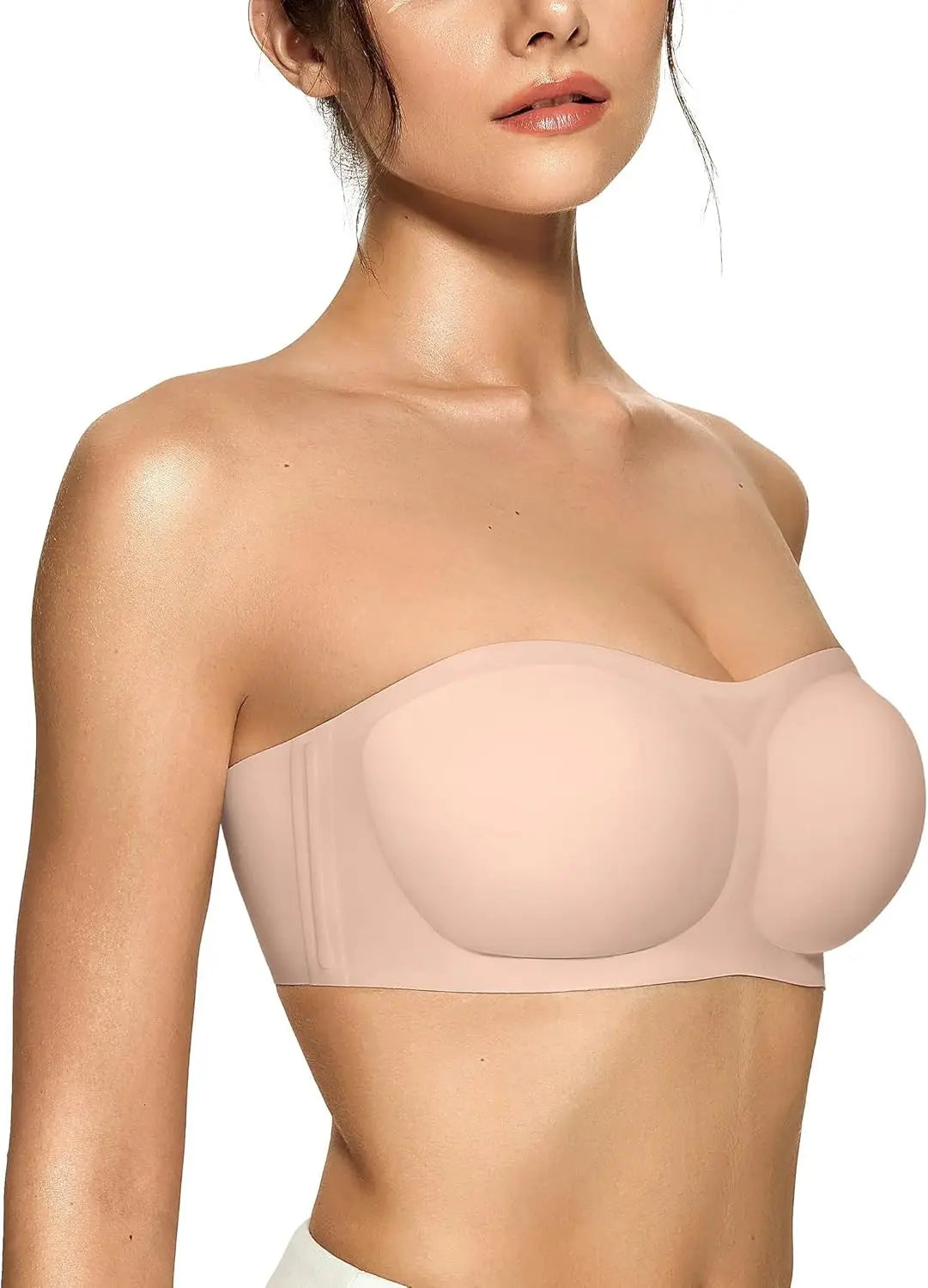 Strapless Push Up Bandeau Bra Non Slip Wireless Padded Seamless Comfortable Tube Bra for women