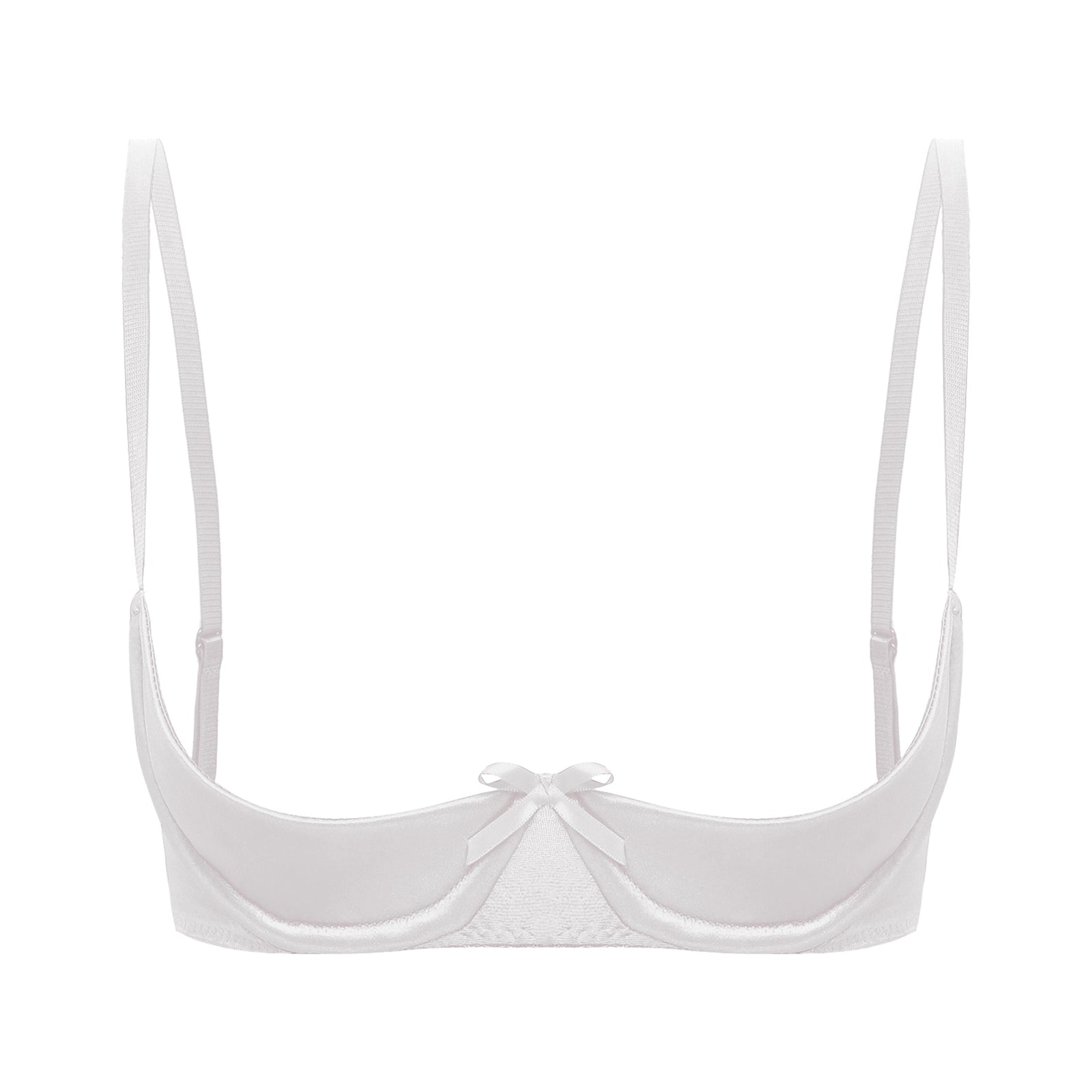 Womens Sexy Satin Intimates Lingerie Bras Female Adjustable Straps Underwire Half Cup Bow Push Up Balconette Brassiere Underwear