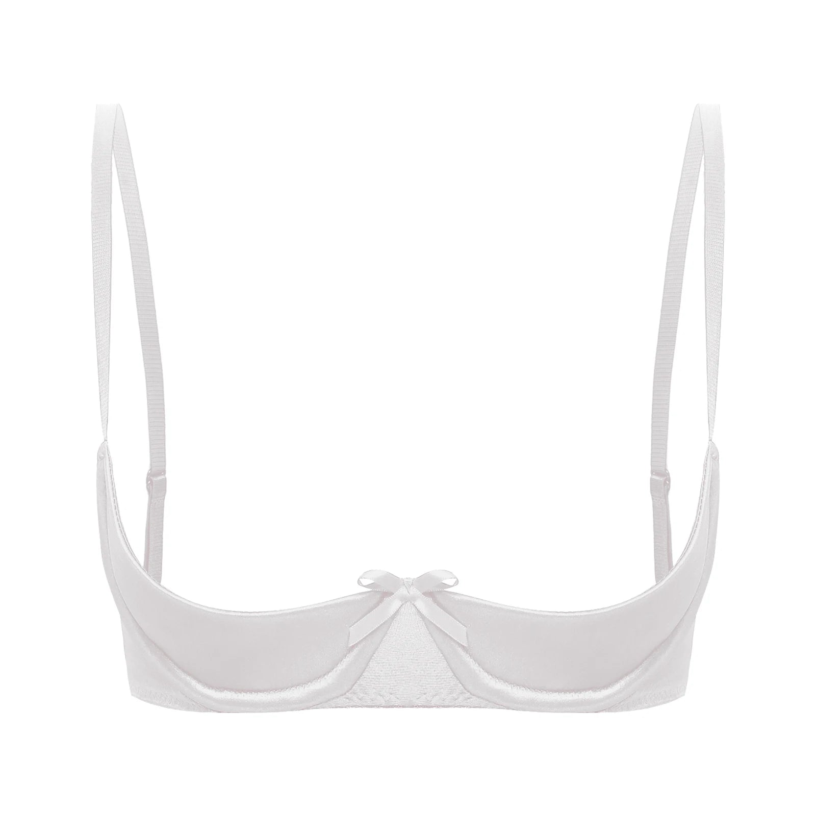 Womens Sexy Satin Intimates Lingerie Bras Female Adjustable Straps Underwire Half Cup Bow Push Up Balconette Brassiere Underwear