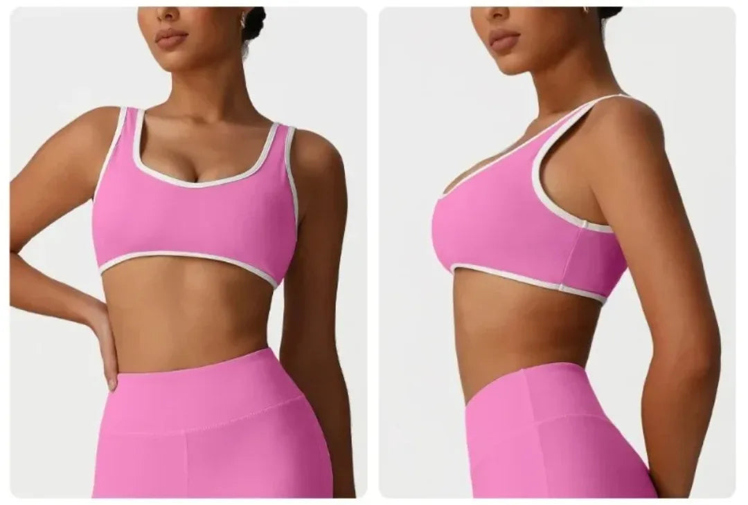 Backless Yoga Bra Quick Drying Shock-proof Fitness Sports Bra High Waist Butt Lifting Flared Pants Casual Workout Gym Yoga Bra