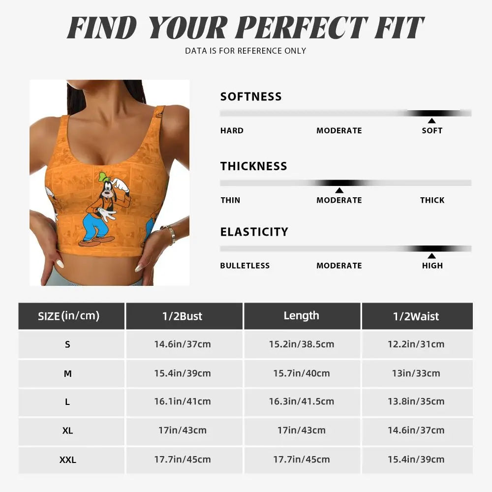 Custom Goofy Cartoons High Impact Sports Bras for Women Mangas Seamless Workout Running Crop Tank Tops