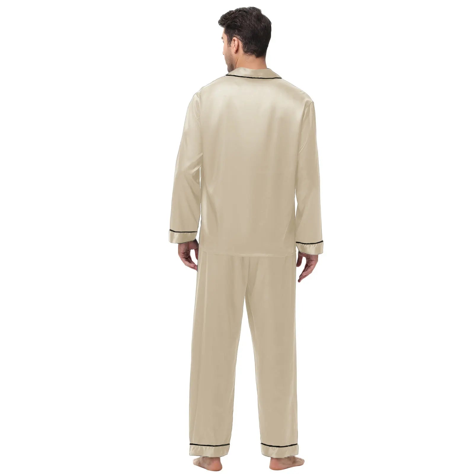 Men Pajamas Set Silk Satin Sleepwear for Man Shirt Long Sleeve Pijama Male Fashion Soft Loungewear S-2XL Size Spring Nightwear