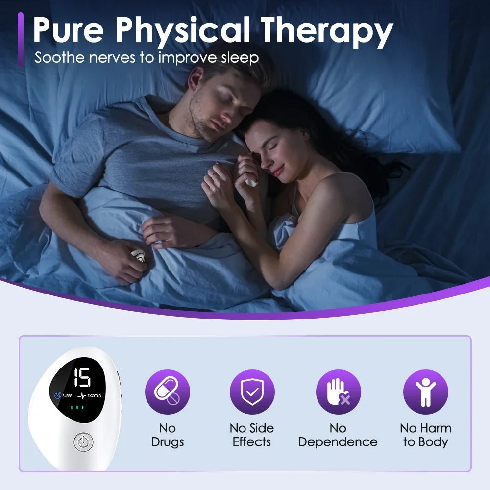 Microcurrent Sleep Aid Device EMS Sleep Aid Machine Sleep Instrument for Insomnia Stress Anxiety Relief Palm Pulse Massager