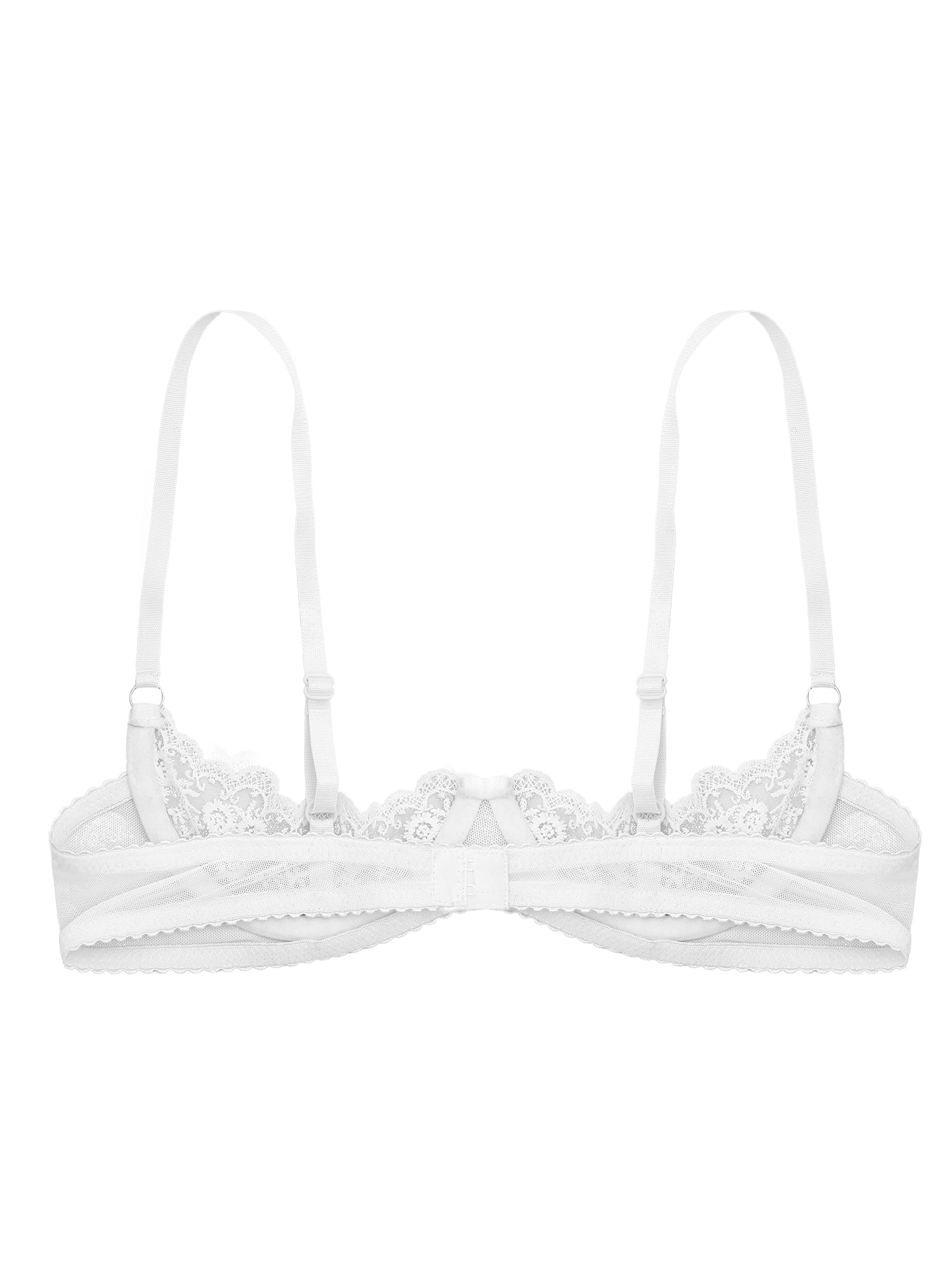 Women Sexy Half Cup Bras Open Nipple Lingerie Bra Top Sheer Floral Lace Underwired Underwear Adjustable Straps Unlined Brassiere