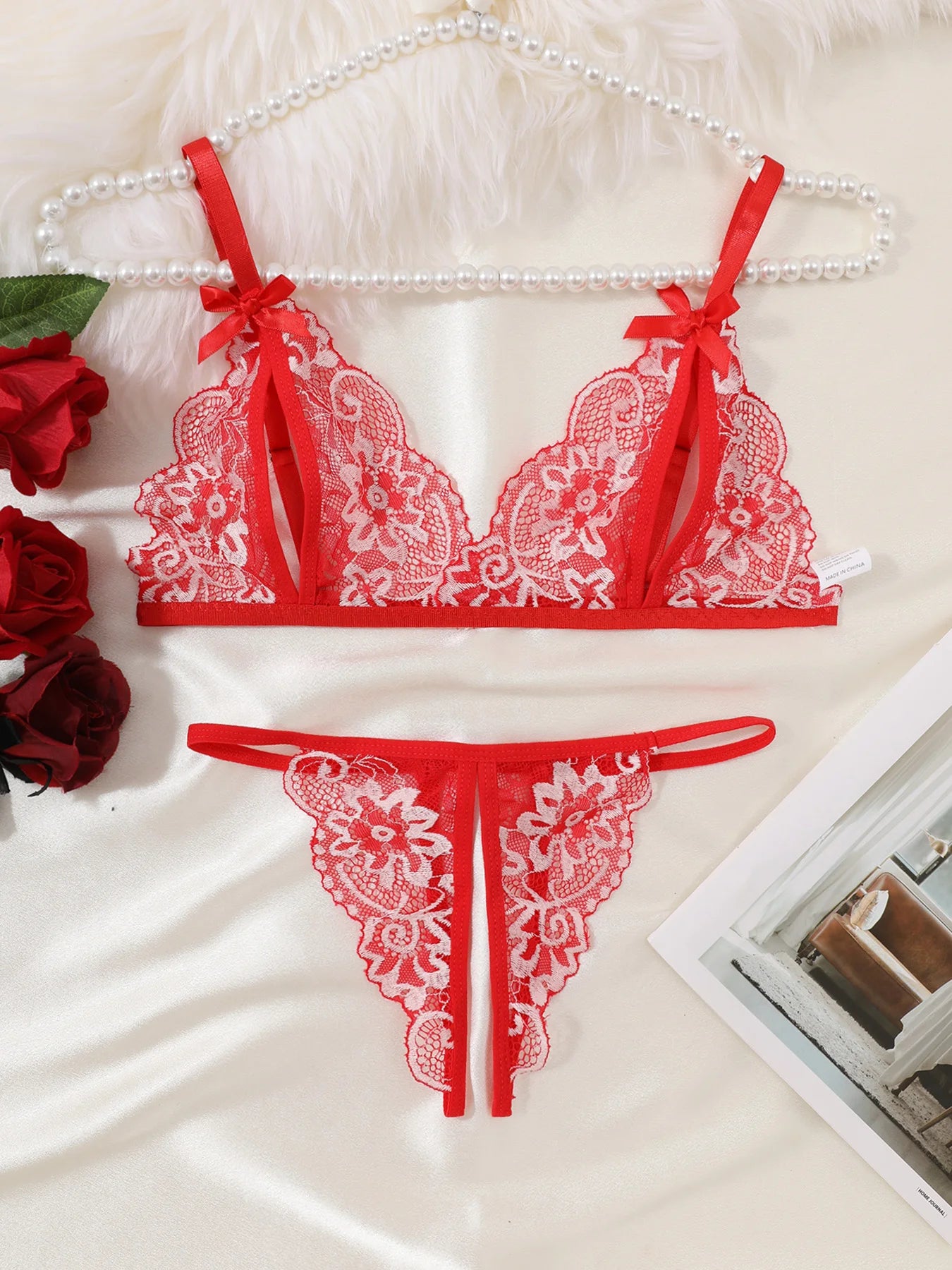 Women Lingerie Bra and Thongs Sets Ultrathin Lace Lingerie Set