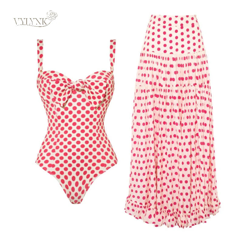 Two-Piece Swimsuit with Skirt Sexy Bikini Set with Cover-U One-Piece Swimwear Women’s Beachwear Vacation Outfit Swim Dress