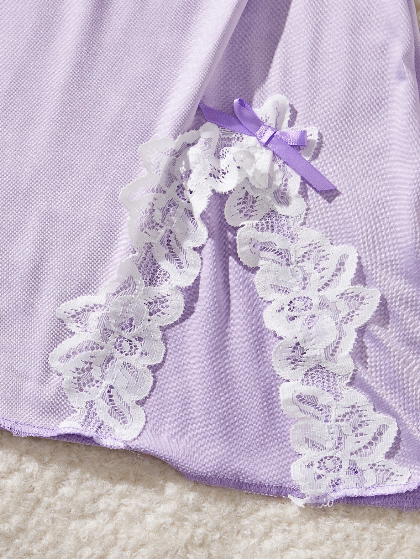 New Sexy Lingerie For Women Transparent Lace Patchwork Sleepwear Sling Elegant Nightwear Babydoll Side Slip Dress And Thong Set