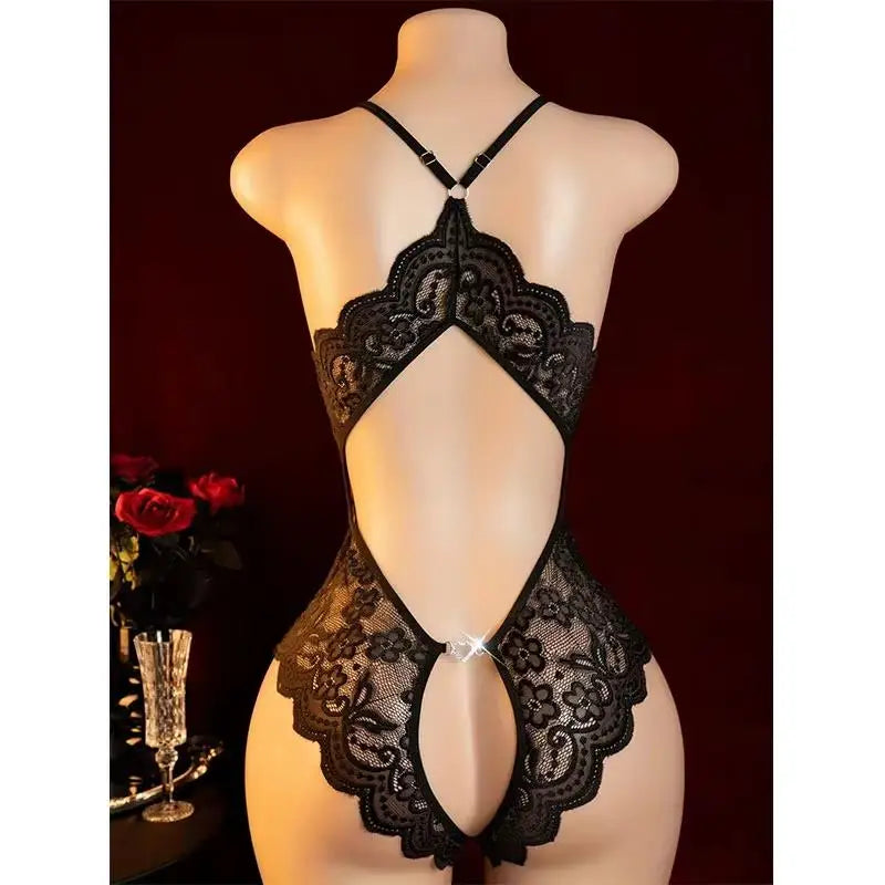 See Through Babydoll Dress Lace Sexy Lingerie Set Transparent Women Suspenders Dress Erotic Underwear Ladies Night Club Bodysuit