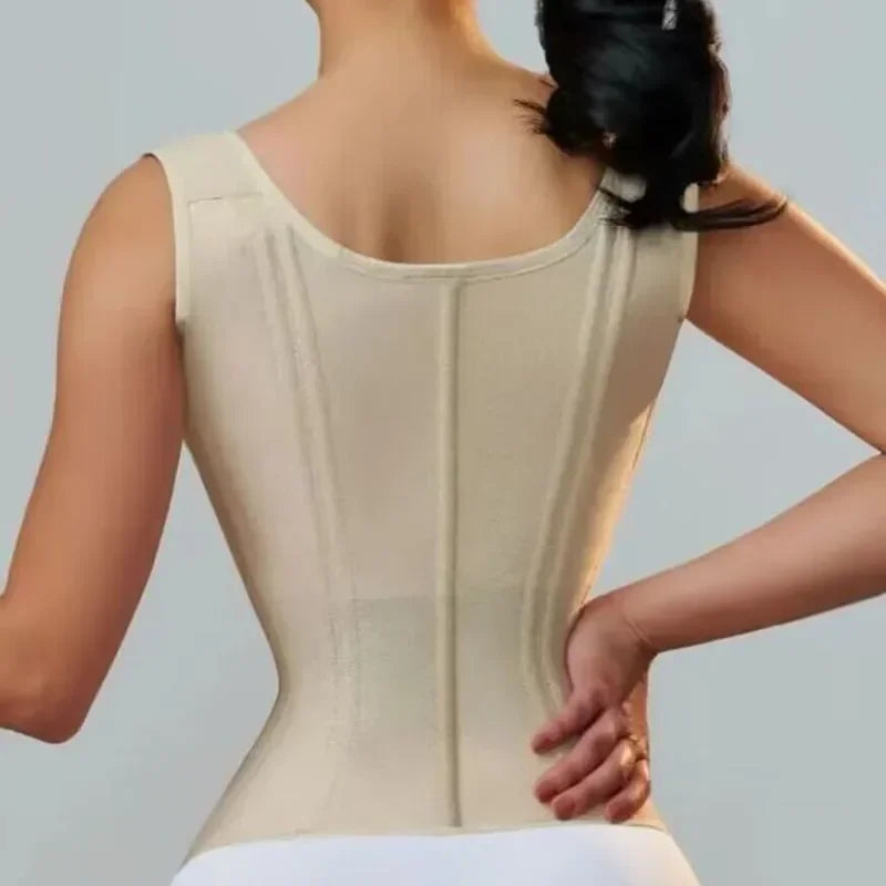 Shapewear Body Shaper Women Double Compression Waist Trainer Corset with Bone Adjustable Zipper and Hook-eyes Flat Belly