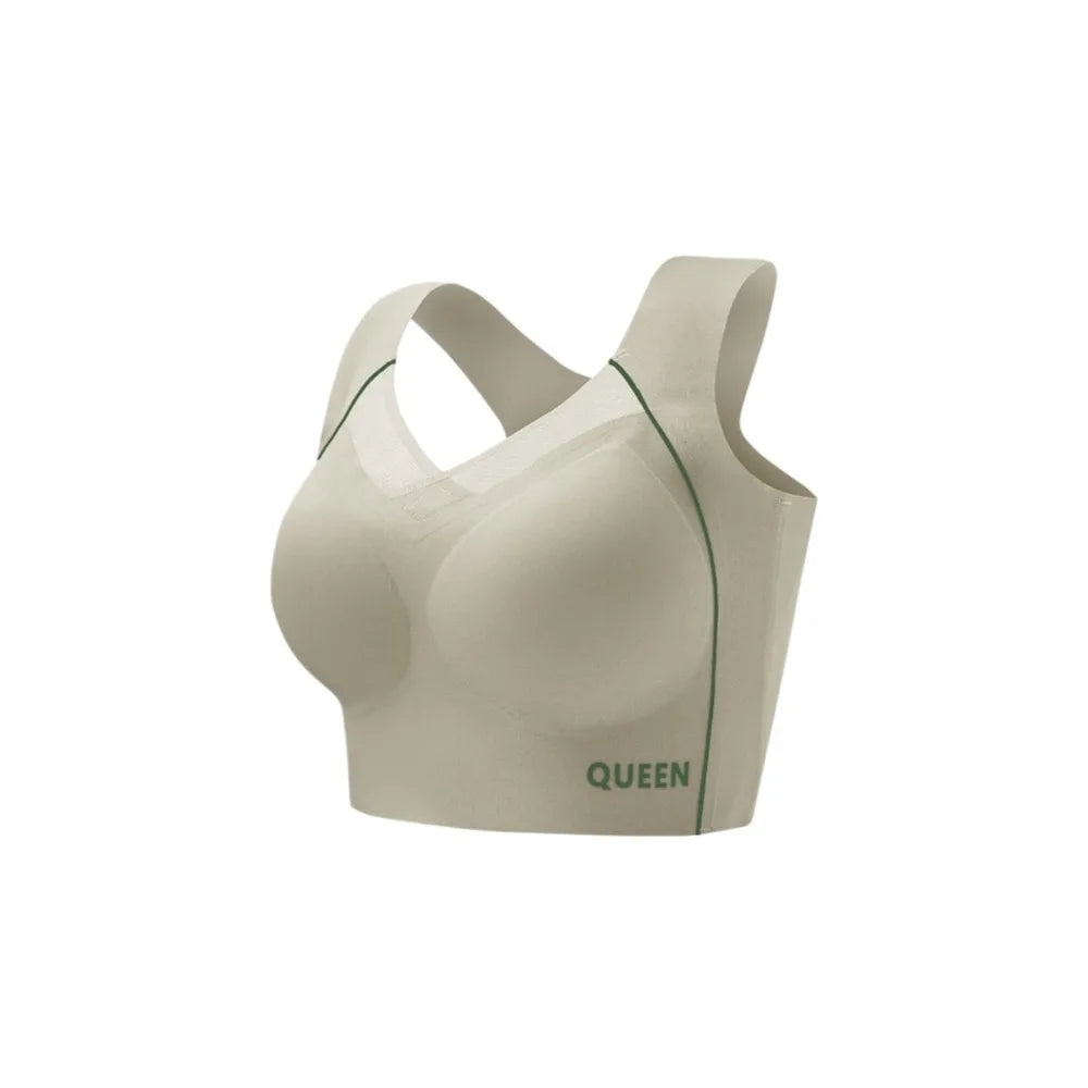 Soft Elastic Traceless Wireless V Bra Mesh V Neck Gathered Breasts Seamless Bras Shockproof Lingerie Push Up Underwear Running