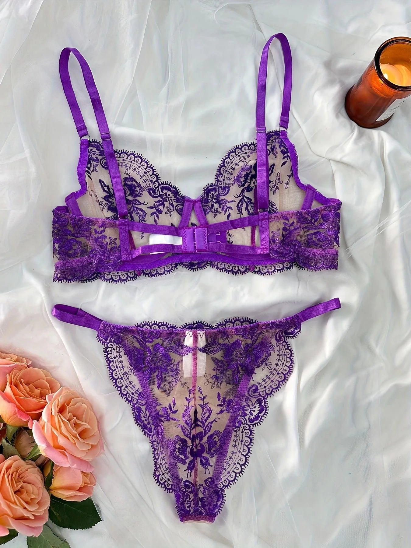 Hot-selling Sexy Lingerie Floral Embroidery Sheer Mesh Sexy Comfortable Elegant Lingerie Set